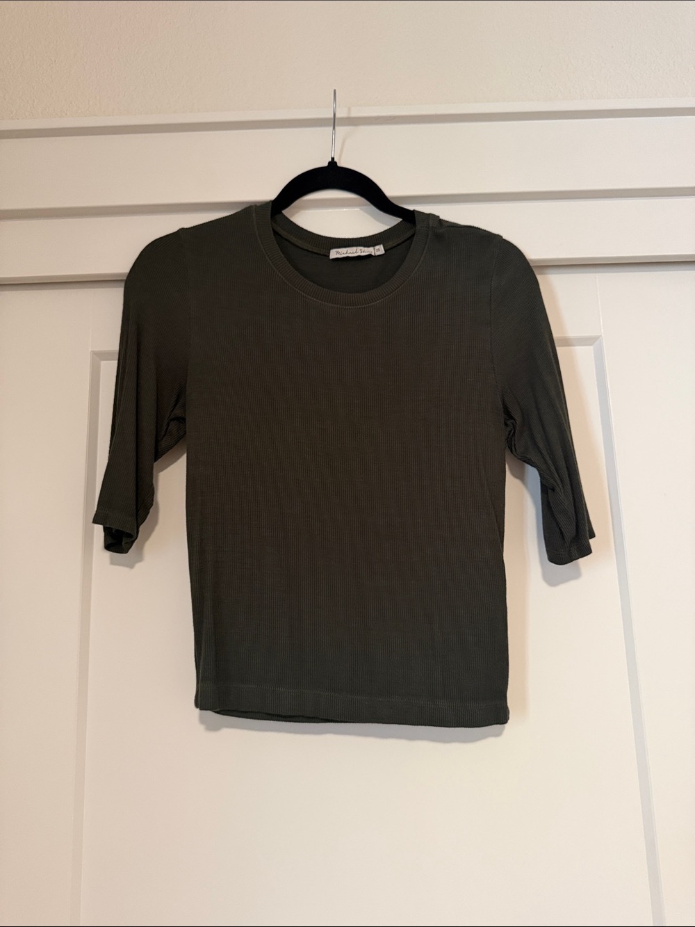 Michael Stars Ribbed Scoop Neck Top in Olive
